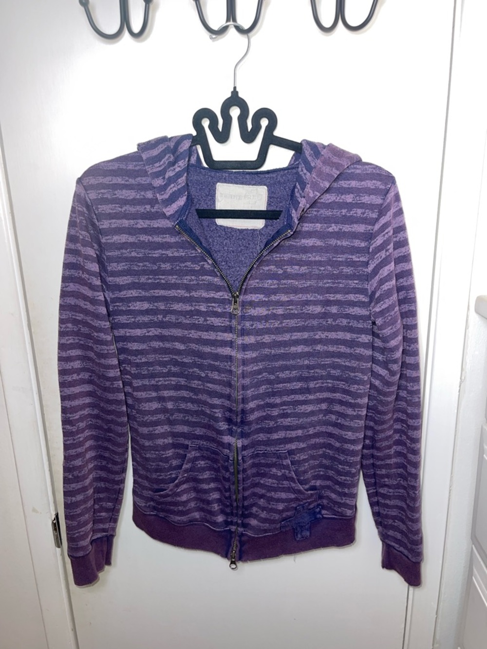 EUC Striped Purple Zip-Up Hoodie